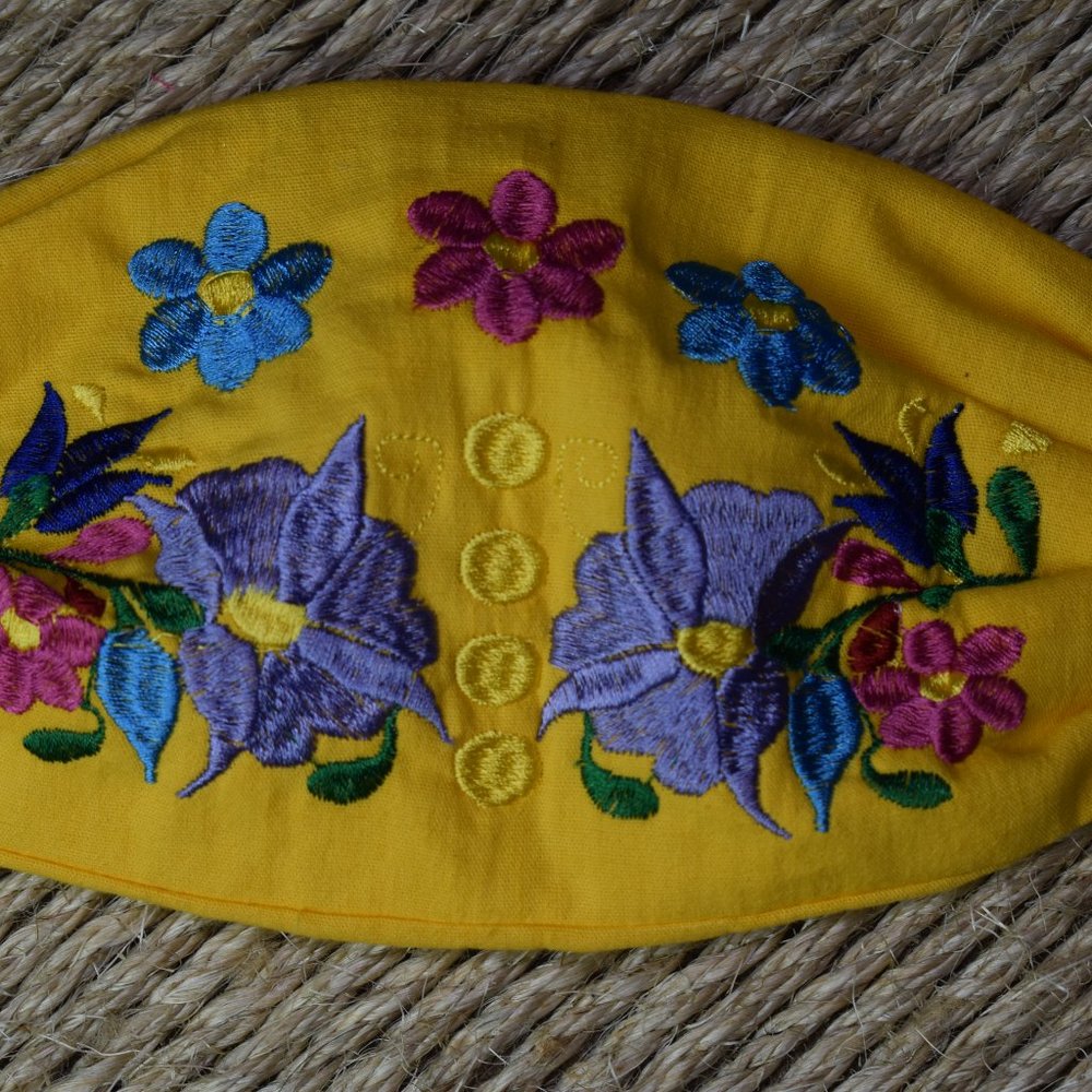 Jardin de Flores Mexicanas Embroidered Face Mask